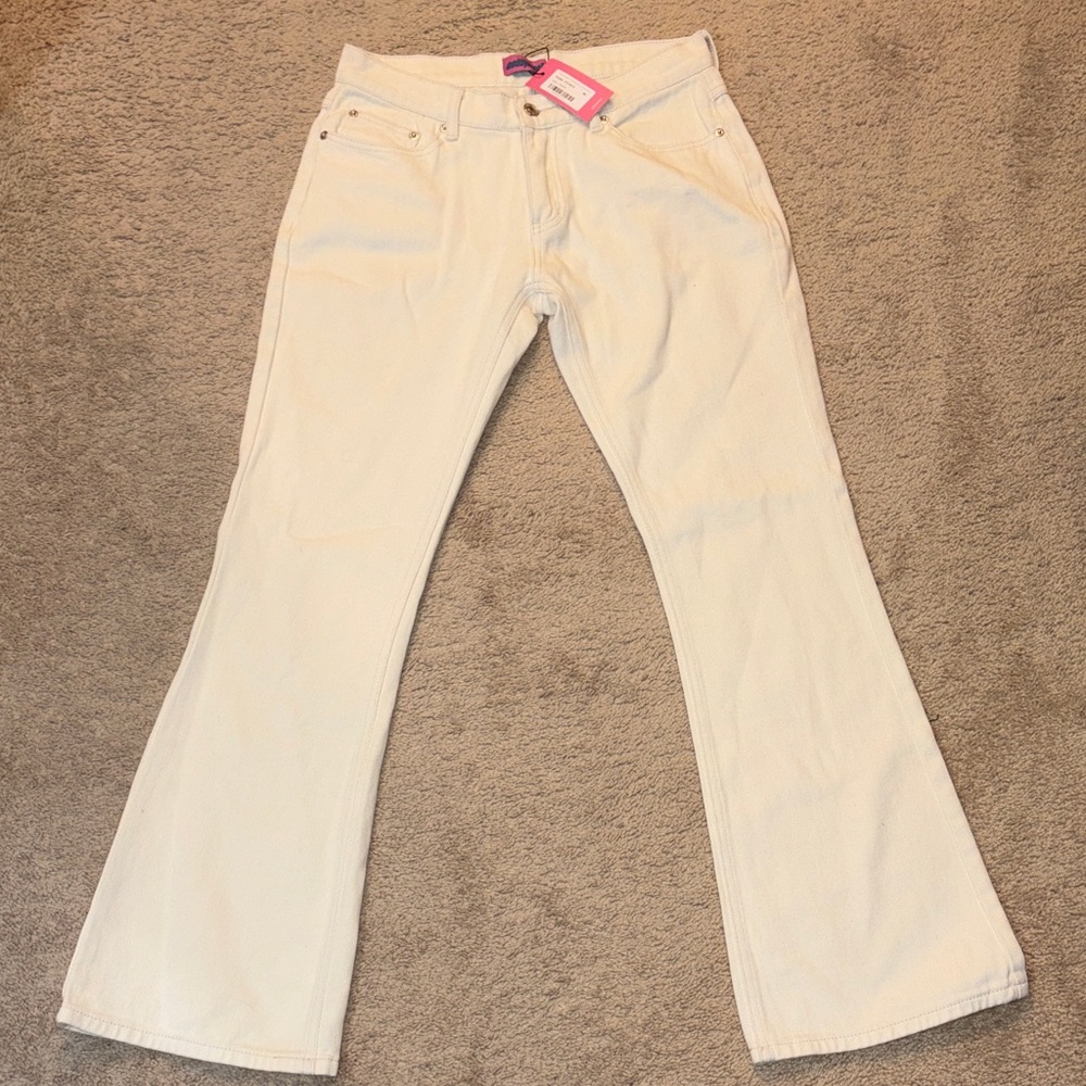 Edikted Low Rise Flare Cream Jeans